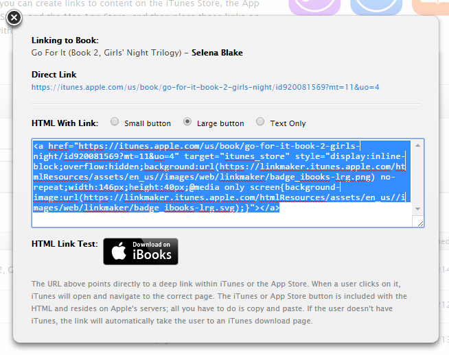 Get the link to your book on iTunes.
